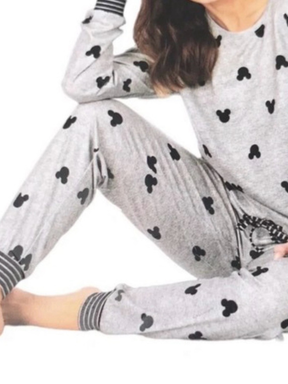 Women’s Disney Gray and Black Mickey Head 2 Piece Lounge Set